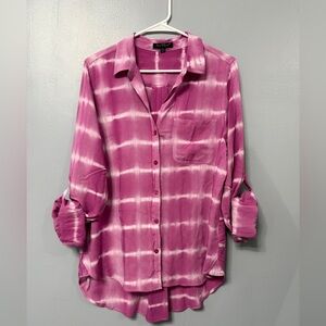 #5)  Velvet Heart Fuchsia Tie-Dye Button Down Shirt